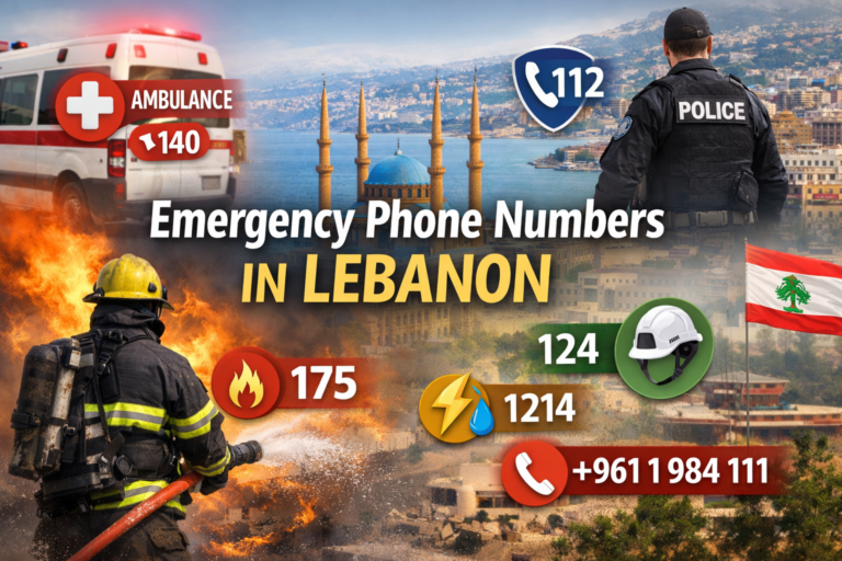 Emergency phone numbers in Lebanon